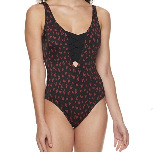 Apt 9 Cheetah Lace Up One Piece Swimsuit - Picture 2 of 10